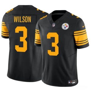Men's Pittsburgh Steelers #3 Russell Wilson Black 2024 F.U.S.E.Color Rush Limited Stitched Jersey - Custom Name