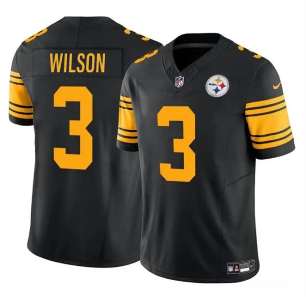 Men's Pittsburgh Steelers #3 Russell Wilson Black 2024 F.U.S.E.Color Rush Limited Stitched Jersey - Custom Name