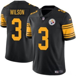 Men's Pittsburgh Steelers #3 Russell Wilson Black Color Rush Vapor Untouchable Limited Stitched Jersey - Custom Name