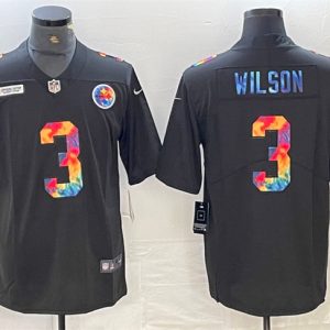 Men's Pittsburgh Steelers #3 Russell Wilson Black Crucial Catch Limited Stitched Jersey - Custom Name