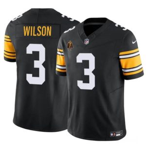 Men's Pittsburgh Steelers #3 Russell Wilson Black F.U.S.E. With Walter Payton Patch Color Rush Limited Stitched Jersey - Custom Name