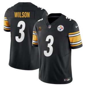 Men's Pittsburgh Steelers #3 Russell Wilson Black F.U.S.E. With Walter Payton Patch Vapor Untouchable Limited Stitched Jersey - Custom Name