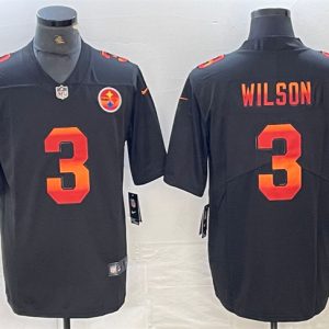 Men's Pittsburgh Steelers #3 Russell Wilson Black Fashion Limited Stitched Jersey - Custom Name