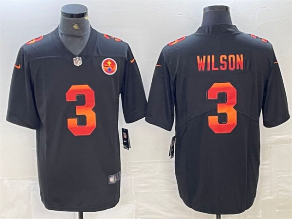 Men's Pittsburgh Steelers #3 Russell Wilson Black Fashion Limited Stitched Jersey - Custom Name