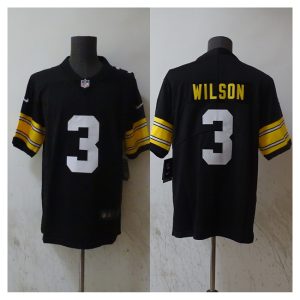 Men's Pittsburgh Steelers #3 Russell Wilson Black Vapor Untouchable Limited Stitched Jersey - Custom Name