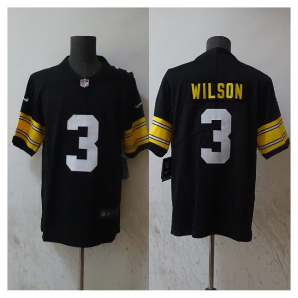 Men's Pittsburgh Steelers #3 Russell Wilson Black Vapor Untouchable Limited Stitched Jersey - Custom Name