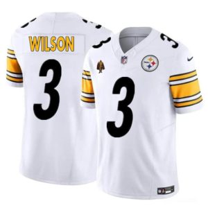 Men's Pittsburgh Steelers #3 Russell Wilson White F.U.S.E. With Walter Payton Patch Vapor Untouchable Limited Stitched Jersey1 - Custom Name