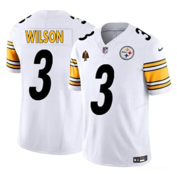 Men's Pittsburgh Steelers #3 Russell Wilson White F.U.S.E. With Walter Payton Patch Vapor Untouchable Limited Stitched Jersey1 - Custom Name