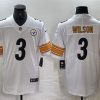 Men's Pittsburgh Steelers #3 Russell Wilson White Vapor Untouchable Limited Stitched Jersey - Custom Name