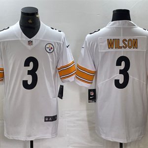 Men's Pittsburgh Steelers #3 Russell Wilson White Vapor Untouchable Limited Stitched Jersey - Custom Name