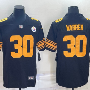Men's Pittsburgh Steelers #30 Jaylen Warren Black Color Rush Stitched Jersey - Custom Name