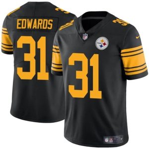 Men's Pittsburgh Steelers #31 Daijun Edwards Black Color Rush Limited Stitched Jersey - Custom Name