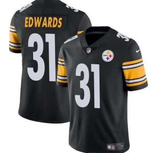Men's Pittsburgh Steelers #31 Daijun Edwards Black Vapor Untouchable Limited Stitched Jersey - Custom Name