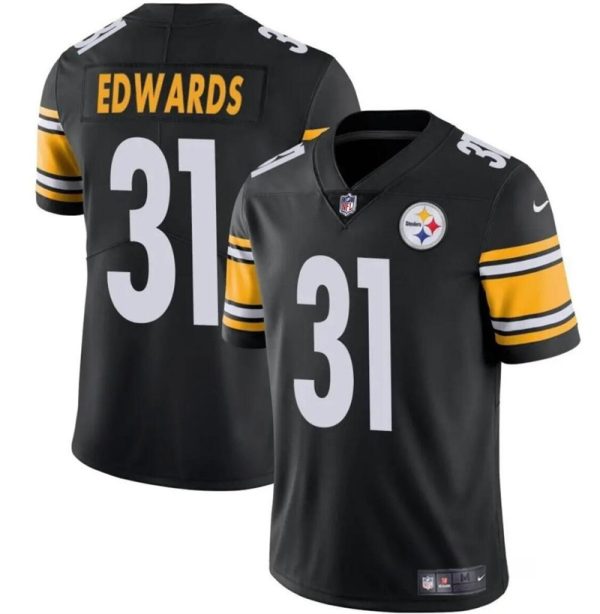 Men's Pittsburgh Steelers #31 Daijun Edwards Black Vapor Untouchable Limited Stitched Jersey - Custom Name