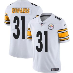 Men's Pittsburgh Steelers #31 Daijun Edwards White Vapor Untouchable Limited Stitched Jersey - Custom Name