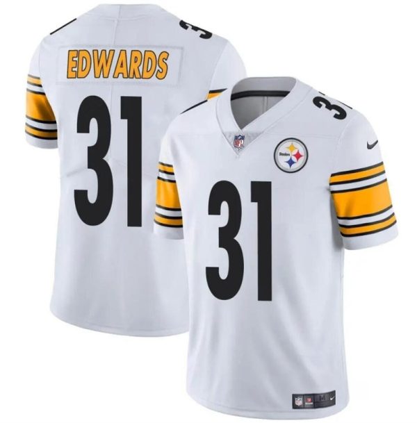 Men's Pittsburgh Steelers #31 Daijun Edwards White Vapor Untouchable Limited Stitched Jersey - Custom Name