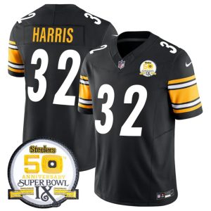 Men's Pittsburgh Steelers #32 Franco Harris Black 2024 F.U.S.E. 50th Anniversary Of Super Bowl IX Alternate Vapor Untouchable Limited Stitched Jersey - Custom Name
