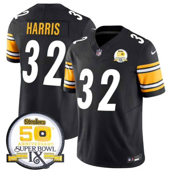 Men's Pittsburgh Steelers #32 Franco Harris Black 2024 F.U.S.E. 50th Anniversary Of Super Bowl IX Alternate Vapor Untouchable Limited Stitched Jersey - Custom Name
