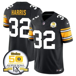 Men's Pittsburgh Steelers #32 Franco Harris Black 2024 F.U.S.E. 50th Anniversary Of Super Bowl IX Vapor Untouchable Limited Stitched Jersey - Custom Name