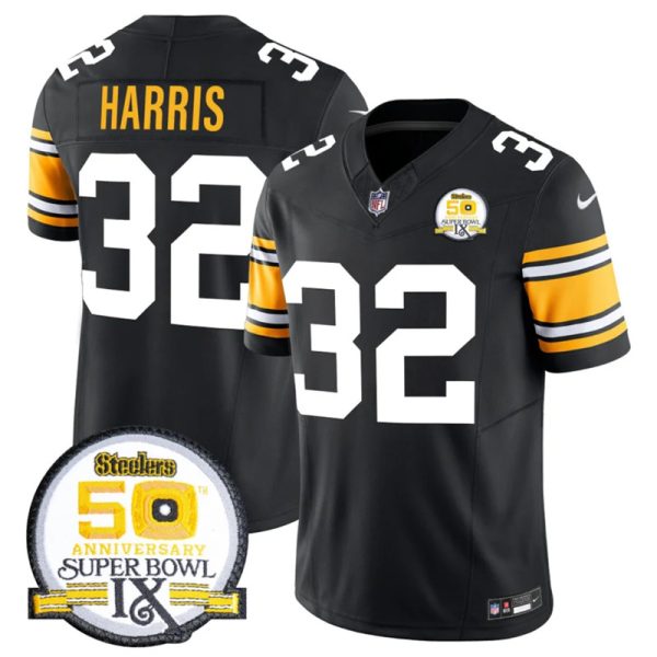 Men's Pittsburgh Steelers #32 Franco Harris Black 2024 F.U.S.E. 50th Anniversary Of Super Bowl IX Vapor Untouchable Limited Stitched Jersey - Custom Name
