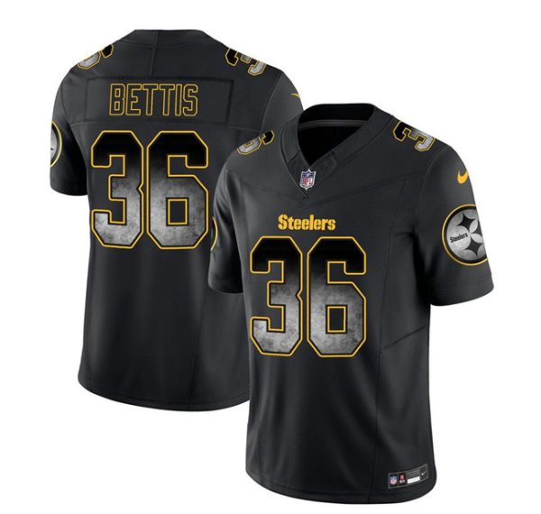 Men's Pittsburgh Steelers #36 Jerome Bettis Black 2023 F.U.S.E. Smoke Vapor Untouchable Limited Stitched Jersey - Custom Name