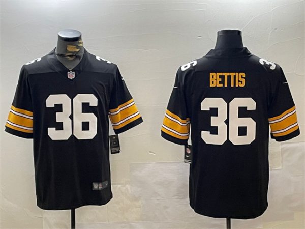 Men's Pittsburgh Steelers #36 Jerome Bettis Black Vapor Untouchable Stitched Football Jersey - Custom Name