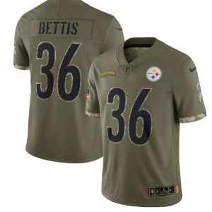 Men's Pittsburgh Steelers #36 Jerome Bettis Olive 2022 Salute To Service Limited Stitched Jersey - Custom Name