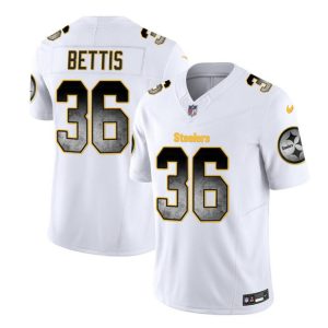 Men's Pittsburgh Steelers #36 Jerome Bettis White 2023 F.U.S.E. Smoke Vapor Untouchable Limited Stitched Jersey - Custom Name