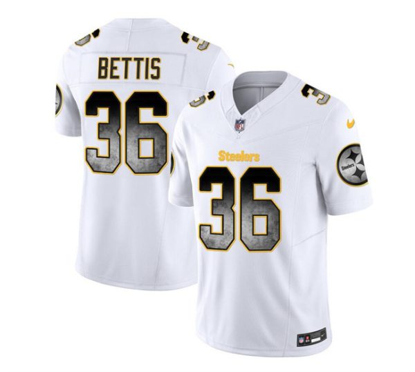 Men's Pittsburgh Steelers #36 Jerome Bettis White 2023 F.U.S.E. Smoke Vapor Untouchable Limited Stitched Jersey - Custom Name