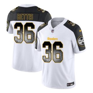 Men's Pittsburgh Steelers #36 Jerome Bettis White Black 2023 F.U.S.E. Smoke Vapor Untouchable Limited Stitched Jersey - Custom Name