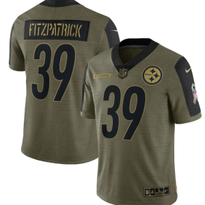 Men's Pittsburgh Steelers #39 Minkah Fitzpatrick 2021 Olive Salute To Service Limited Stitched Jersey - Custom Name