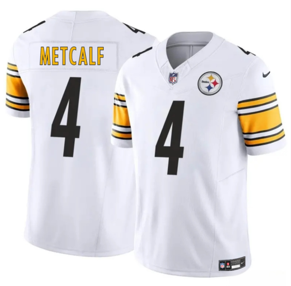 Men's Pittsburgh Steelers #4 DK Metcalf White 2024 F.U.S.E. Vapor Untouchable Limited Stitched Jersey - Custom Name