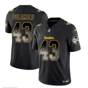 Men's Pittsburgh Steelers #43 Troy Polamalu Black 2023 F.U.S.E. Smoke Vapor Untouchable Limited Stitched Jersey - Custom Name