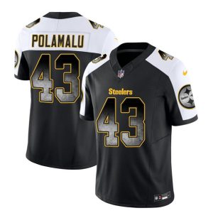 Men's Pittsburgh Steelers #43 Troy Polamalu Black White 2023 F.U.S.E. Smoke Vapor Untouchable Limited Stitched Jersey - Custom Name
