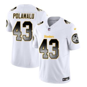 Men's Pittsburgh Steelers #43 Troy Polamalu White 2023 F.U.S.E. Smoke Vapor Untouchable Limited Stitched Jersey - Custom Name