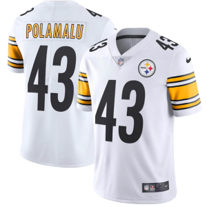 Men's Pittsburgh Steelers #43 Troy Polamalu White Vapor Untouchable Limited Stitched Jersey - Custom Name