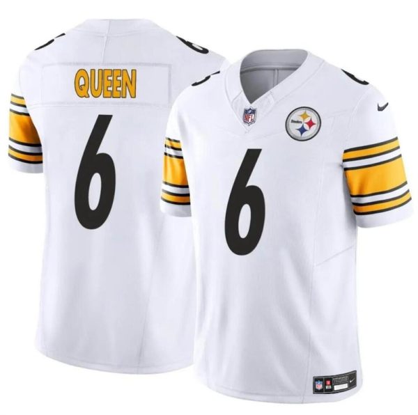 Men's Pittsburgh Steelers #6 Patrick Queen White 2024 F.U.S.E. Alternate Vapor Untouchable Limited Stitched Jersey - Custom Name