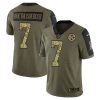 Men's Pittsburgh Steelers #7 Ben Roethlisberger 2021 Olive Camo Salute To Service Limited Stitched Jersey - Custom Name