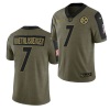 Men's Pittsburgh Steelers #7 Ben Roethlisberger 2021 Olive Salute To Service Limited Stitched - Custom Name