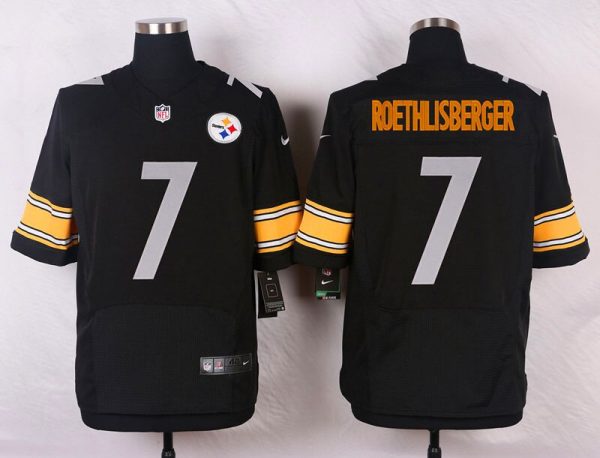 Men's Pittsburgh Steelers #7 Ben Roethlisberger Black Stitched NFL Elite Jersey - Custom Name