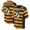 Men's Pittsburgh Steelers #7 Ben Roethlisberger Yellow Black Alternate 80TH Anniversary Throwback Stitched Jersey - Custom Name