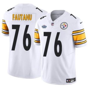 Men's Pittsburgh Steelers #76 Troy Fautanu White 2024 With Dradt Patch F.U.S.E. Vapor Untouchable Limited Stitched Jersey - Custom Name