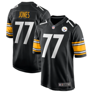 Men's Pittsburgh Steelers #77 Broderick Jones Black Stitched Game Jersey - Custom Name