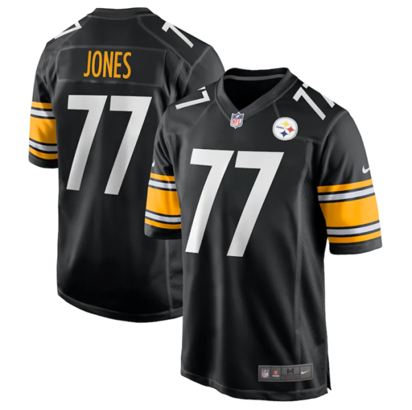 Men's Pittsburgh Steelers #77 Broderick Jones Black Stitched Game Jersey - Custom Name