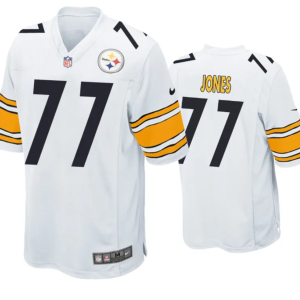 Men's Pittsburgh Steelers #77 Broderick Jones White Stitched Game Jersey - Custom Name