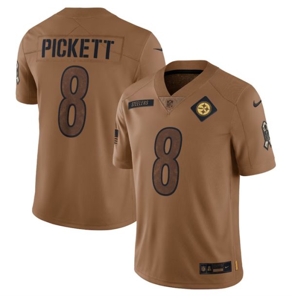 Men's Pittsburgh Steelers #8 Kenny Pickett 2023 Brown Salute To Service Limited Football Jersey - Custom Name
