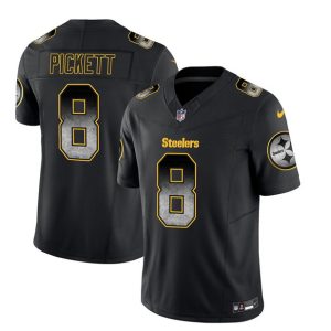 Men's Pittsburgh Steelers #8 Kenny Pickett Black 2023 F.U.S.E. Smoke Vapor Untouchable Limited Stitched Jersey - Custom Name