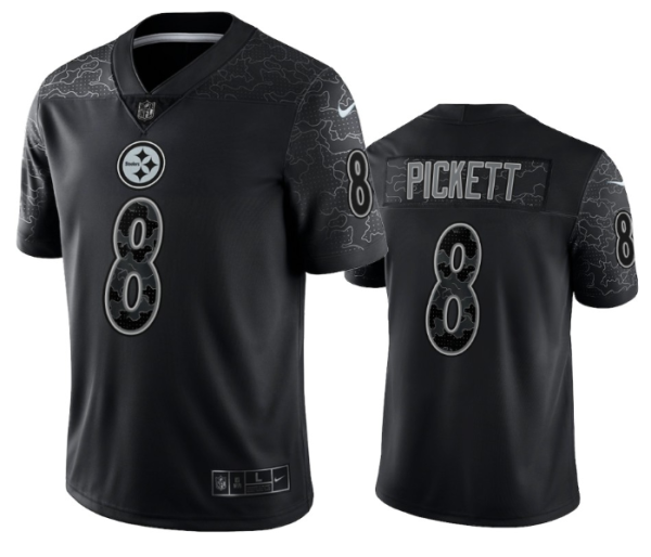 Men's Pittsburgh Steelers #8 Kenny Pickett Black Reflective Limited Stitched Jersey - Custom Name