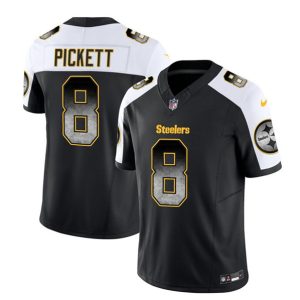 Men's Pittsburgh Steelers #8 Kenny Pickett Black White 2023 F.U.S.E. Smoke Vapor Untouchable Limited Stitched Jersey - Custom Name
