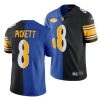 Men's Pittsburgh Steelers #8 Kenny Pickett Royal Black Split Limited Stitched Jersey - Custom Name